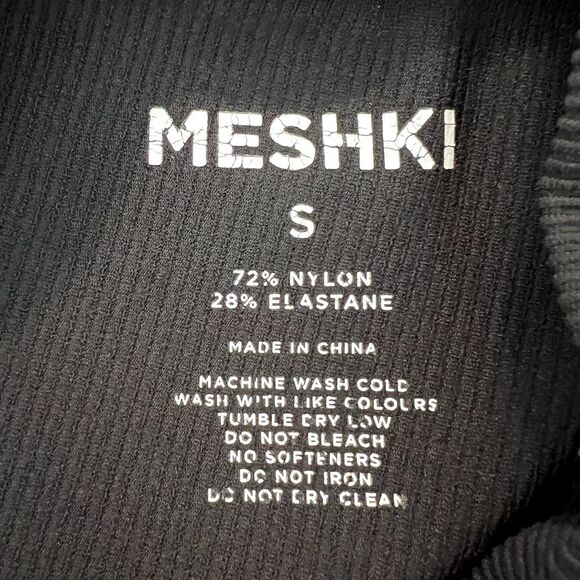 Meshki‎ Ribbed Leggings High Waisted Size S Black Activewear Stretch Gym Workout - Picture 5 of 9